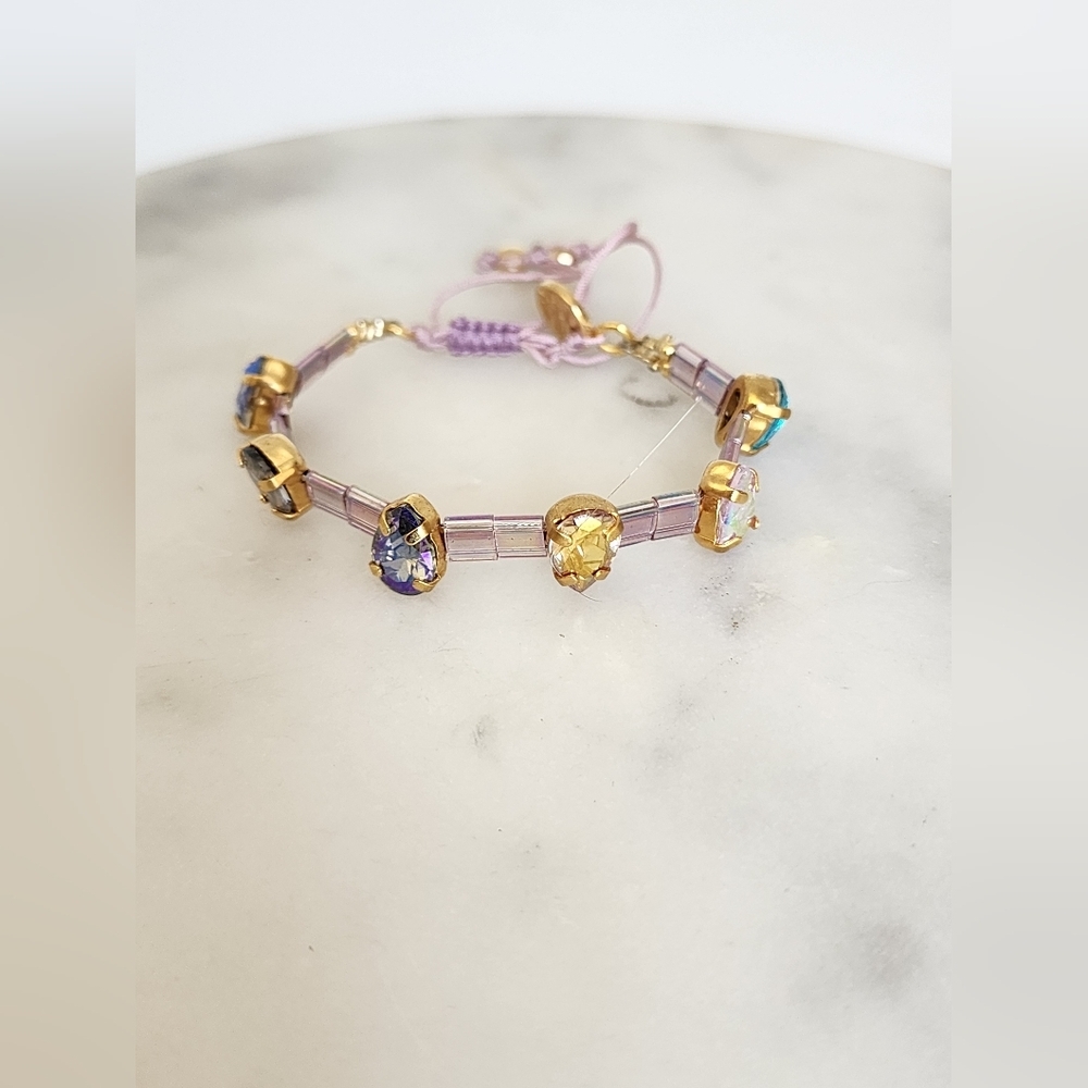 Purple and Gold Gemstone Components Bracelet